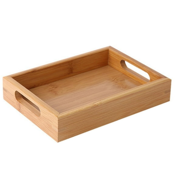 MOQIN Wood Serving Tray with Handles 11.8 x 7.8 in – Decorative Serving Trays Platter for Breakfast in Bed, Lunch, Dinner, Patio, Coffee Table, BBQ, Party –Great for Lap &Couch