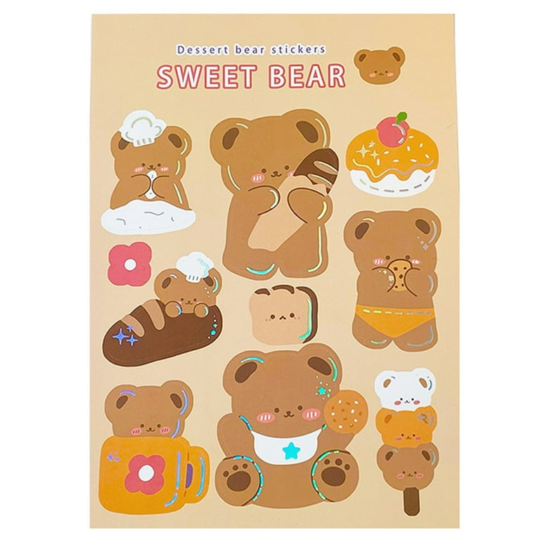 8pcs Cute Bear Cartoon Toploader Decoration Stickers Korean Style