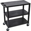 Luxor 3 Flat Shelves Black Presentation Station W/Even Legs