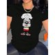thumbnail image 1 of Camiseta para mujer con Cuello de veranoCreative Mascot Pattern Printed Women'S Trendy Round Neck Short Sleeve, Simple Casual Sports T-Shirt, Comfortable Summer Top for Holidays.Father's Day, Mother, 1 of 7