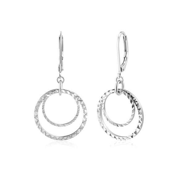 Silver Double Circle Drop Earrings Dangle Earrings for Women Hypoallergenic Leverback Jewelry