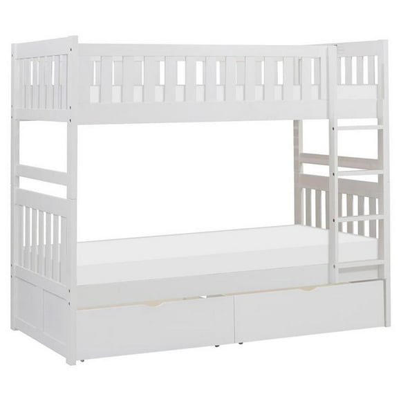 Lexicon Galen Lit Superposé Simple sur Simple en Bois Transitionnel à 2 Boîtes de Rangement, Blanc