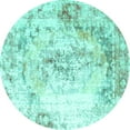 thumbnail image 1 of Ahgly Company Machine Washable Indoor Round Persian Turquoise Blue Traditional Area Rugs, 8' Round, 1 of 4