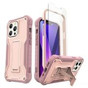 ExoGuard for iPhone 13 Pro Case, Compatible with iPhone 13 Case, Rubber Shockproof Full-Body Cover Case Built in Screen Protector with Kickstand fit iPhone 13 Pro 6.1 inch Phone (Pink)