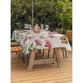 thumbnail image 4 of 52x70 Inch Outdoor Tablecloth with Umbrella Hole Zipper Rectangle Pink Flowers Rectangular Tablecloths Waterproof Spring Floral Butterfly Leaves Plants Retro Beige Patio Table Cover for Picnic, 4 of 8