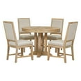 5Piece Dining Set Extendable Round Table and 4 Upholstered Chairs