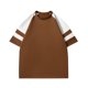 thumbnail image 2 of Camisa Elvqul de Hombre Café de Color Sólido Playa Manga Corta con Solapa Deportivas, 2 of 4