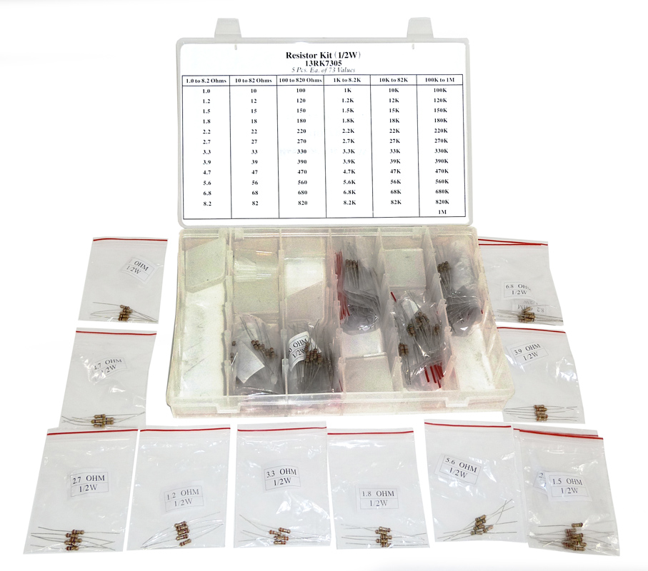 365 Piece 1/2 Watt Resistor Kit with Plastic Slotted Storage Container