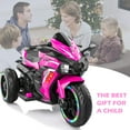 thumbnail image 3 of HNH Pink Motorcycle for Girls, 12V Battery Powered Motorbike Ride on Toy for Kids 3-8, Electric Dirt Bike with 3 Wheels, LED Light, Bluetooth Music, 3 of 14