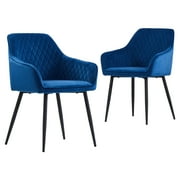 KEIVVAKN Velvet Dining Chairs Set of 2 Blue Modern Upholstered Chairs for Dining Room Home Decor Style