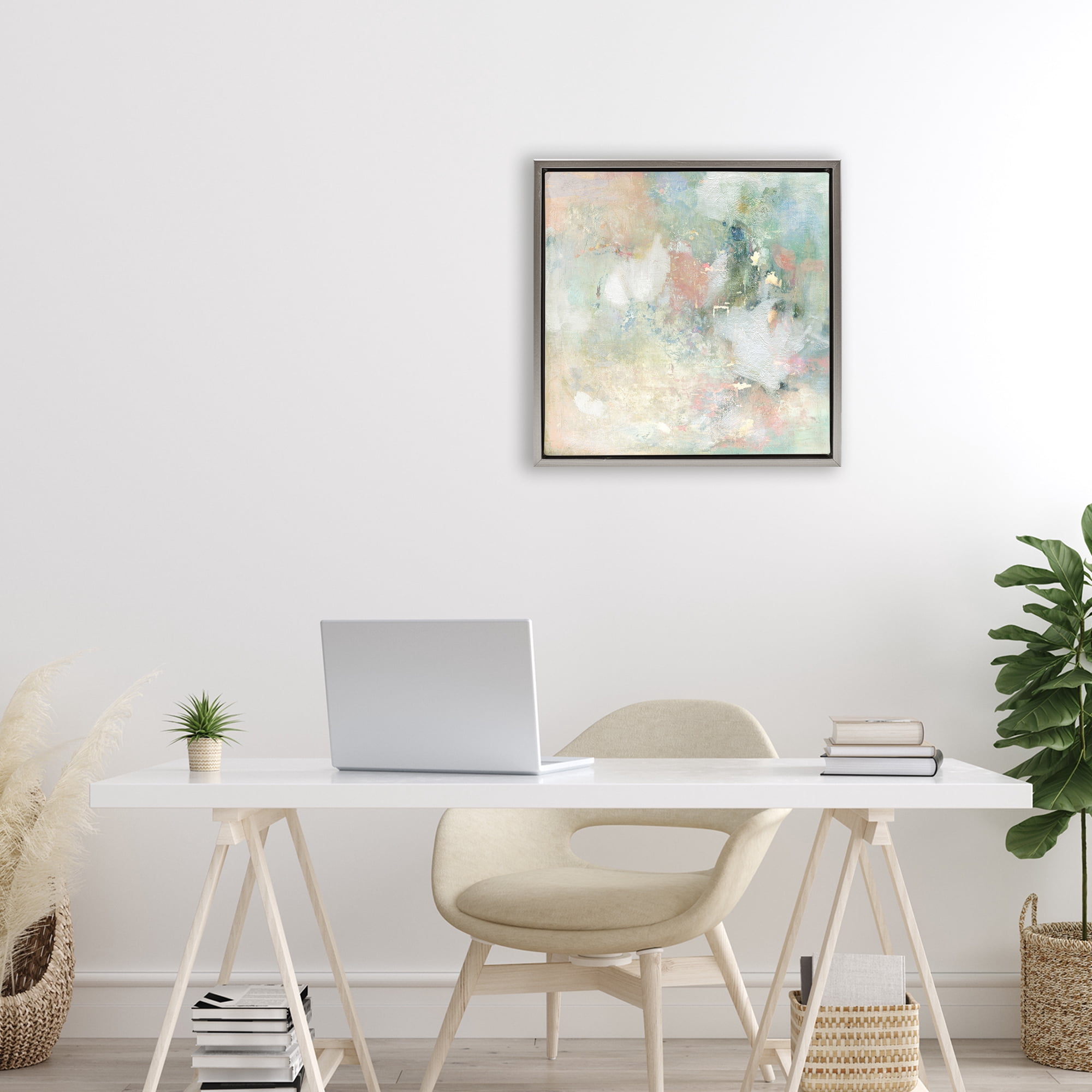 Stupell Industries Serene Pastel Brushstroke Harmony Gray Framed Floater Canvas Wall Art, design by Carol Robinson