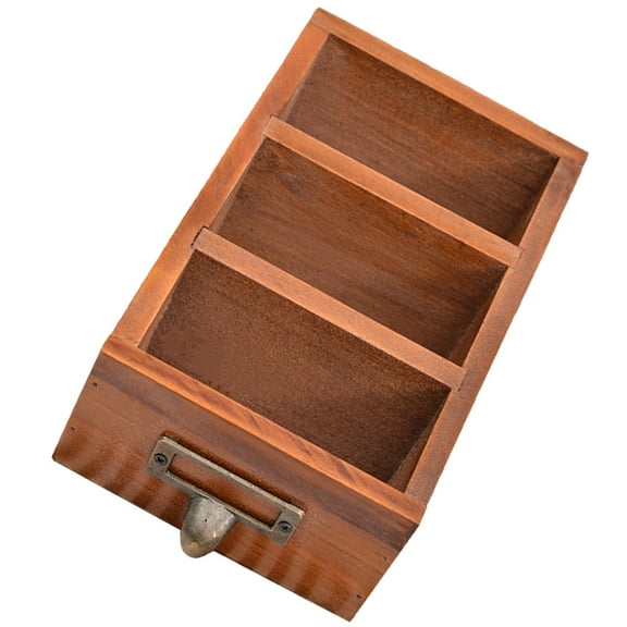 FRCOLOR  Compartment Organizer Desk Remote Control Holder Rustic Stationery Office