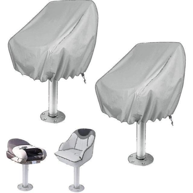 2024 Paquete de 2 Fundas para Asiento de Barco, Funda para Asiento de Silla de Banco de Capitán de pontón de Pedestal Impermeable al Aire Libre, Fundas Protectoras para Silla de timón de Tela Oxford