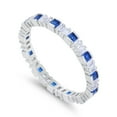 thumbnail image 2 of Princess Full Eternity Baguette Round Ring Blue Sapphire CZ 925 Sterling Silver Size 9, 2 of 5