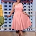 thumbnail image 2 of AURA Plus Size Women Off Shoulder High Waist Pleated A Line Midi Banquet Party Dress, 2 of 9