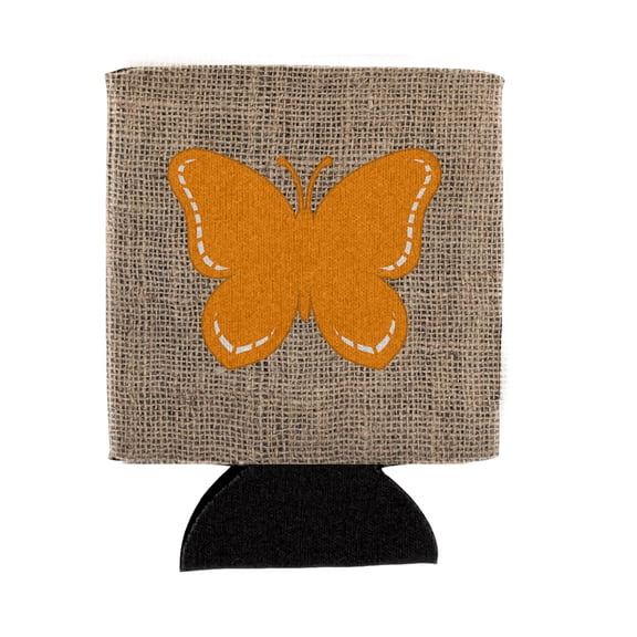 Butterfly Burlap and Orange BB1035 Can or Bottle Hugger