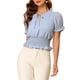 thumbnail image 5 of Blusa de gasa con mangas abullonadas y fruncidas INSPIRE CHIC para mujer en azul grisáceo XL, 5 of 6