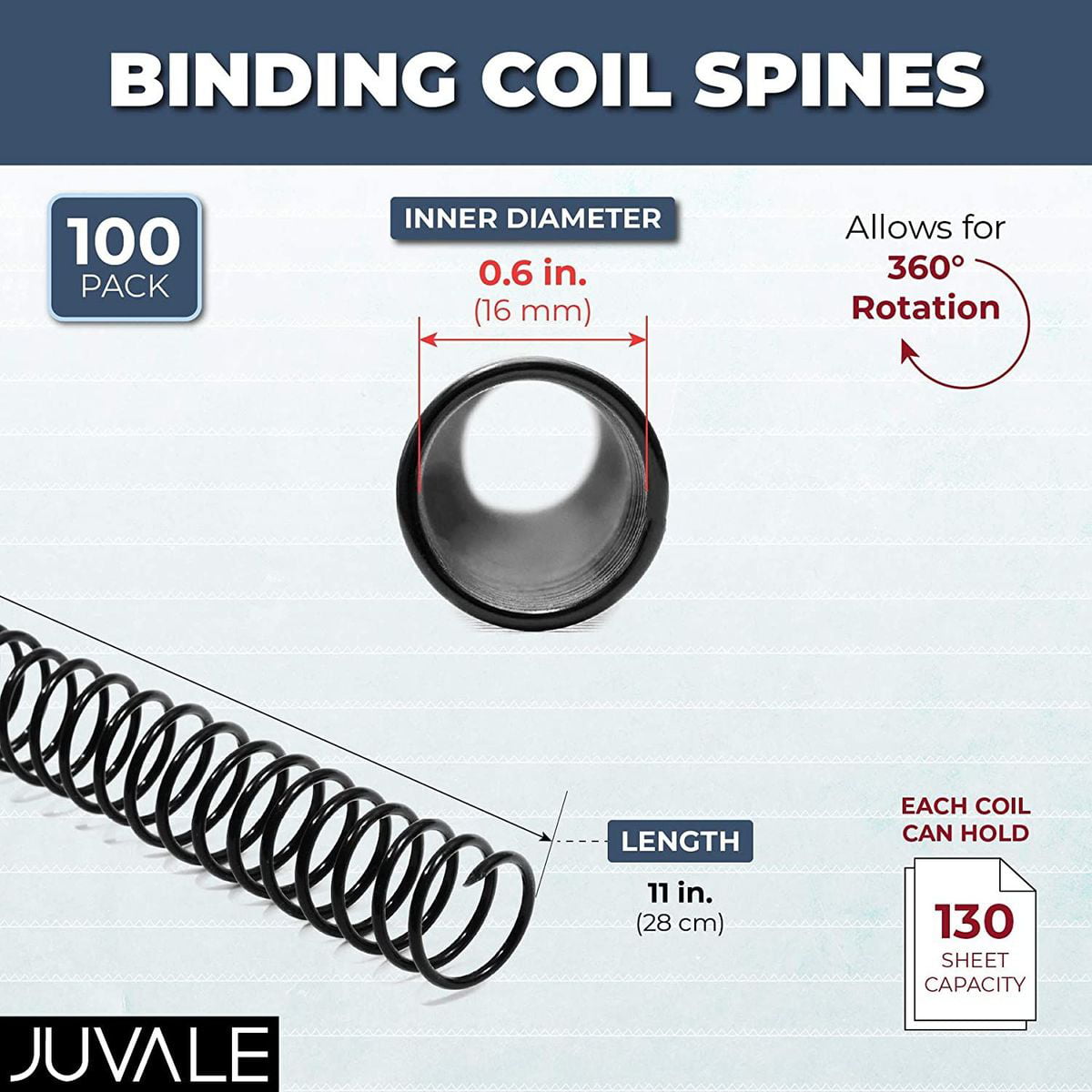 Details about   Black Spiral Binding Coils Plastic Coil Spines for 130 Sheets 16mm, 100 Pack 