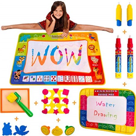 Wow Four Design AquaDoodle Mat - Aqua Doodle Water Drawing Mats Toy Gift for Travel Toys for 1 2 3 4 5 6 Year Old Boys Girls Toddlers (Best Art Toys For 6 Year Old)