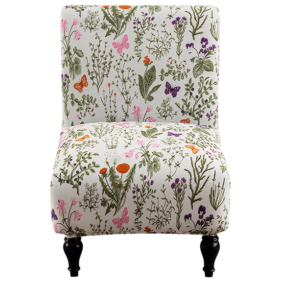 HonorHut Armless Chair Cover Stretch Printed Accent Chair Covers Slipper Chair Slipcover for Living Room Dining Room All-Season Pink Green