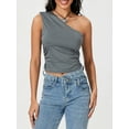 thumbnail image 6 of Women's Summer Fashion Tank Tops Sleeveless One Shoulder Solid Color/Floral Vest, 6 of 10