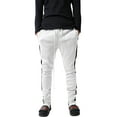thumbnail image 2 of Ma Croix Mens Stripe Track Zipper Pants Two Tone Skinny Fit Elastic Athletic Training Bottom, 2 of 6