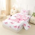 thumbnail image 2 of Erosebridal Dreamy Princess Style Twin Sheet Sets,Pink Bowtie Monogrammed T Bedding For Princess 3 Pieces, 2 of 6