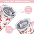thumbnail image 5 of 40 oz Cute Strawberry Print Tumbler with Handle and Straw Lid Strawberry Themed Gifts for Women Double Insulated Cup Travel Coffee Mug, 5 of 6