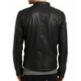 thumbnail image 2 of Noora Leather Jacket Basic All Season Men Slim fit Biker Genuine Black Lambskin BS12, 2 of 8