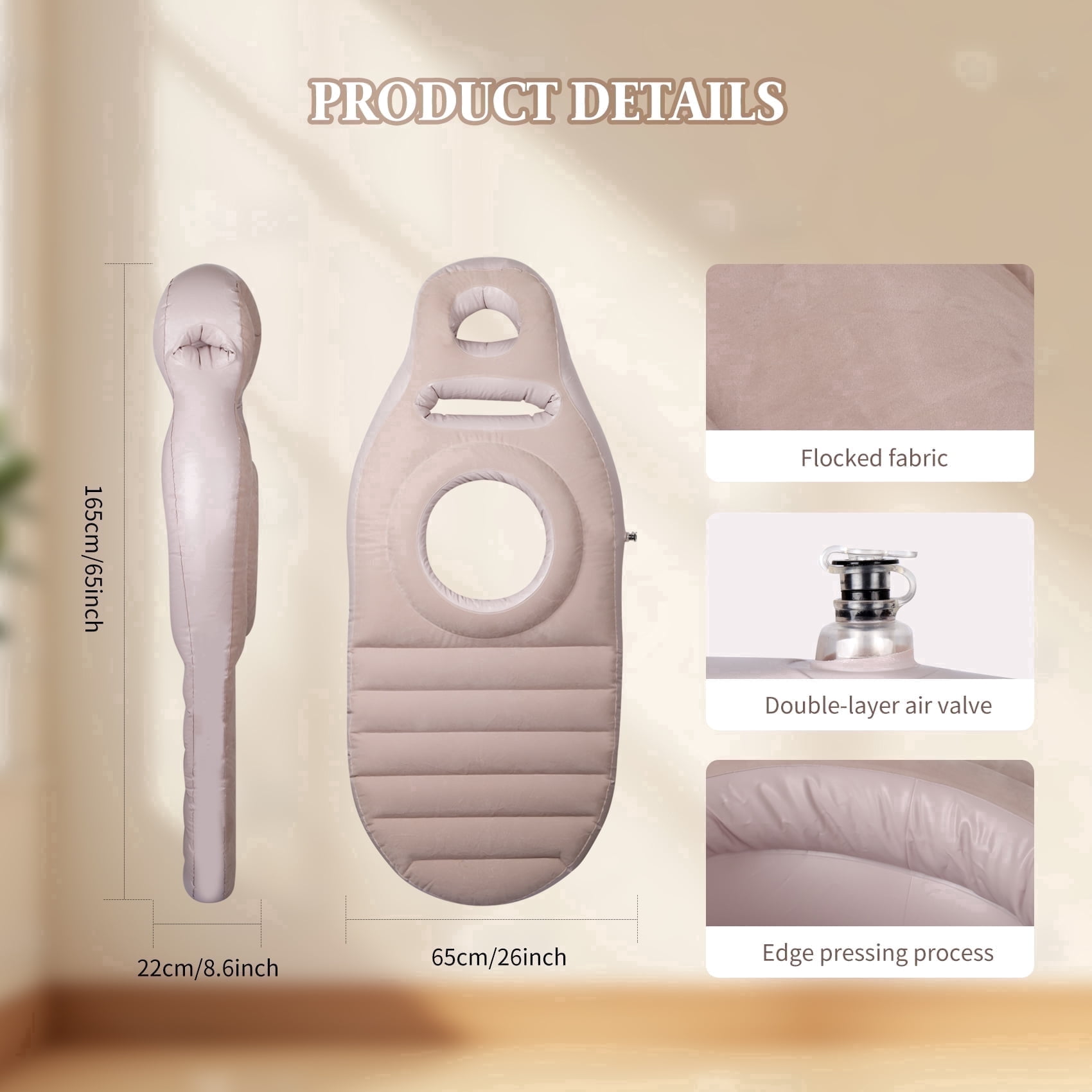 Inflatable Pregnancy Pillow for Stomach Sleeping Full Body Pregnancy Mattress with Belly Hole Maternity Airbed for Pregnant Women Back & Hip Pain Relief (Brown)