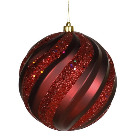 Burgundy Glitter Swirl Shatterproof Christmas Ball Ornament 6&quot; (150mm) - Walmart.com