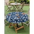 thumbnail image 5 of Navy Blue White Leaves Outdoor Tablecloth with Umbrella Hole, Spring Pastoral Rustic Botanical Spillproof Waterproof Outdoor Table Cover, Patio Tablecloths for Party/Garden/Picnic, Round 60 inch, 5 of 9