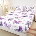 thumbnail image 3 of Castle Fairy Kids Teens Adults Flying Gradient Butterflies 4 Pieces Queen Sheet Sets,Chic Floral Rose Ultra Soft Flat Sheet,Dreamy Princess Queen Fitted Sheet,Lightweight Room Decor, 3 of 7