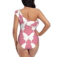 thumbnail image 5 of Gukieu Butterfly 2 Print One-shoulder Ruffled One-piece Swimsuit with Removable Chest Pads and Tummy-control Swimsuit for Women-Medium, 5 of 6