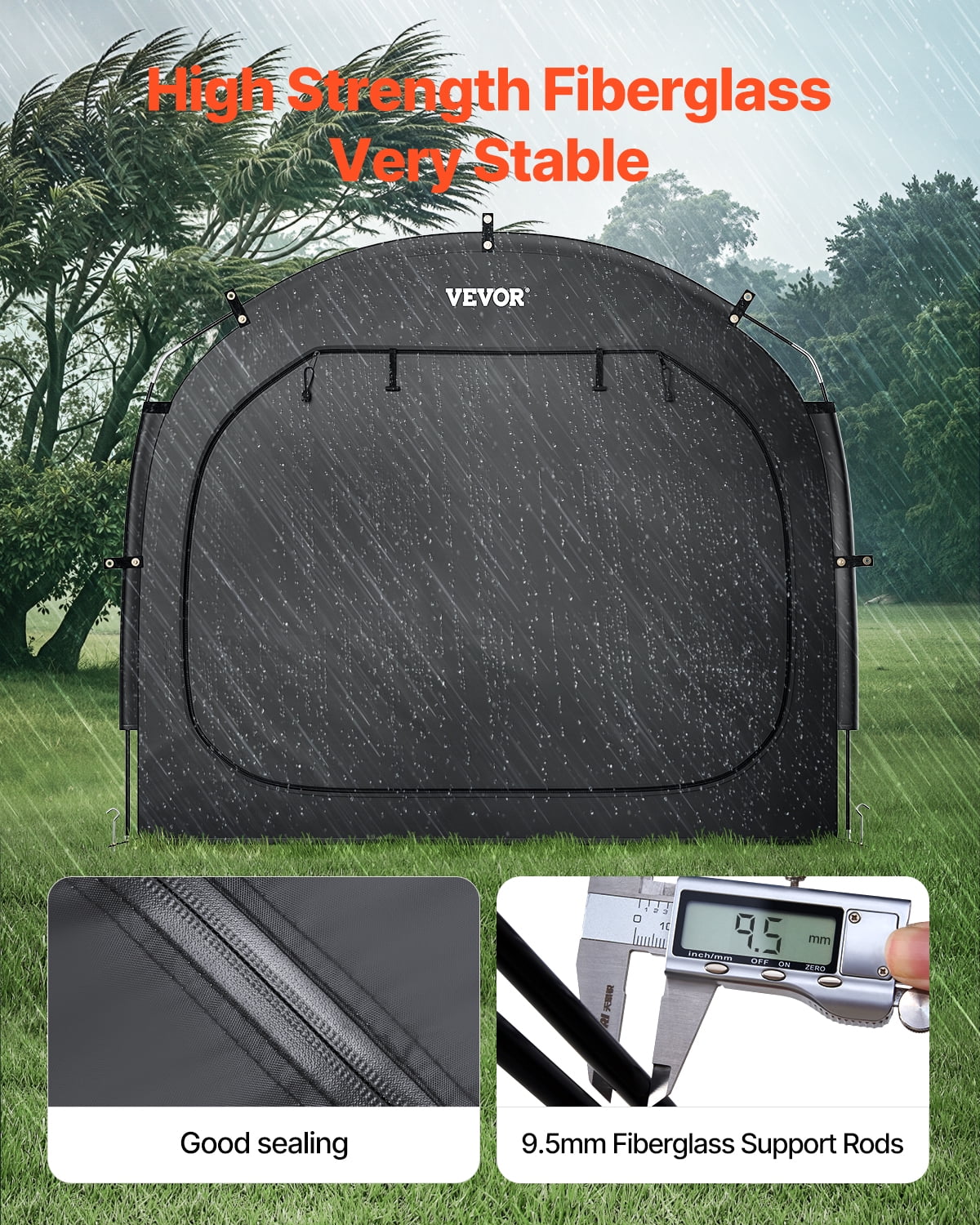 VEVOR Bike Storage Tent, 4 to 5 Bikes, Outdoor Spacious Bike Storage Tent with Ventilated Window, Waterproof Easy-to-Install Bike Tent with High Strength Fiberglass & Dual Zippers, Fit for Bicycle