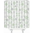 thumbnail image 3 of Christmas Shower Curtain Sage Green Gray Snowflakes Fantasy Xmas Snow Winter Holiday New Year Bathroom Decor Curtain with Hooks,Gray Green, 3 of 4