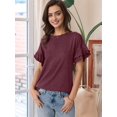 thumbnail image 2 of Womens Short Sleeve Tops Dark Red M, 2 of 7