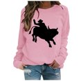 thumbnail image 1 of Mode Femme Pull Col Rond Manches Longues Blouses Imprimées Chandail en Molleton Tops, 1 of 1