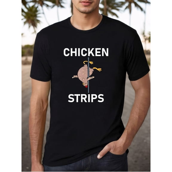 Funny Chicken Strips Graphic Tee for Men & Women - Soft Breathable Cotton T-Shirt Suitable for Casual Wear & Themed Events - Humorous Chicken Nugget Lover Outfit, Machine Washable Apparel,