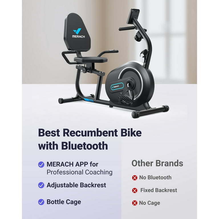 MERACH Recumbent Exercise Bikes for Home Sit Down Stationary Bicycle Magnetic 8 Levels Resistance Indoor Cycling Bike with Free APP