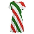 thumbnail image 4 of Red, White & Green Candy Cane Pattern Sundress Short Sleeve Dress Summer Women Clothes Dress for Women Dresses, 4 of 7