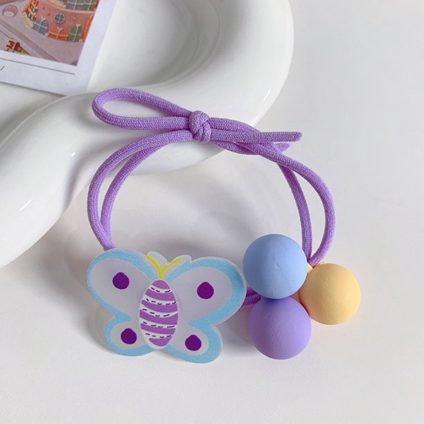 La cuerda para la cabeza de los niños no daña el cabello Linda cuerda elástica alta para la cabeza cuerda para el cabello para niños niña flor de dibujos animados banda de goma para niños 2 piezas LingWen 8390606087713