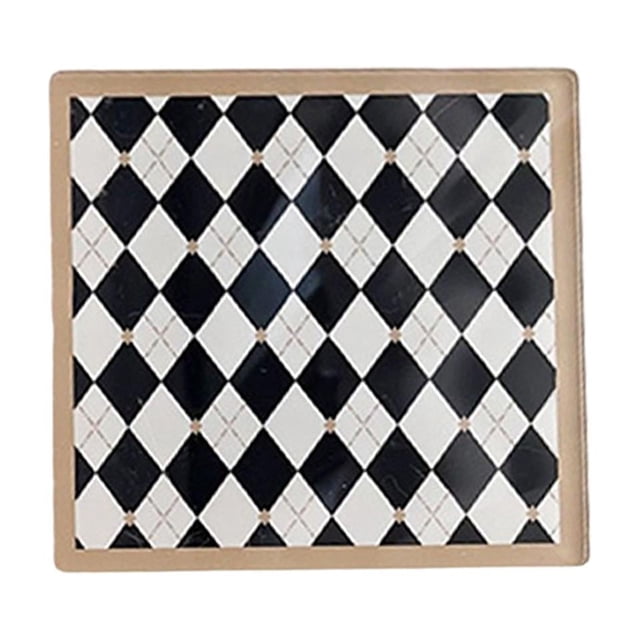 Posavasos de acrílico con diseño de tablero de ajedrez para bebidas, regalo navideño, mantel individual, posavasos decorativo para Negro