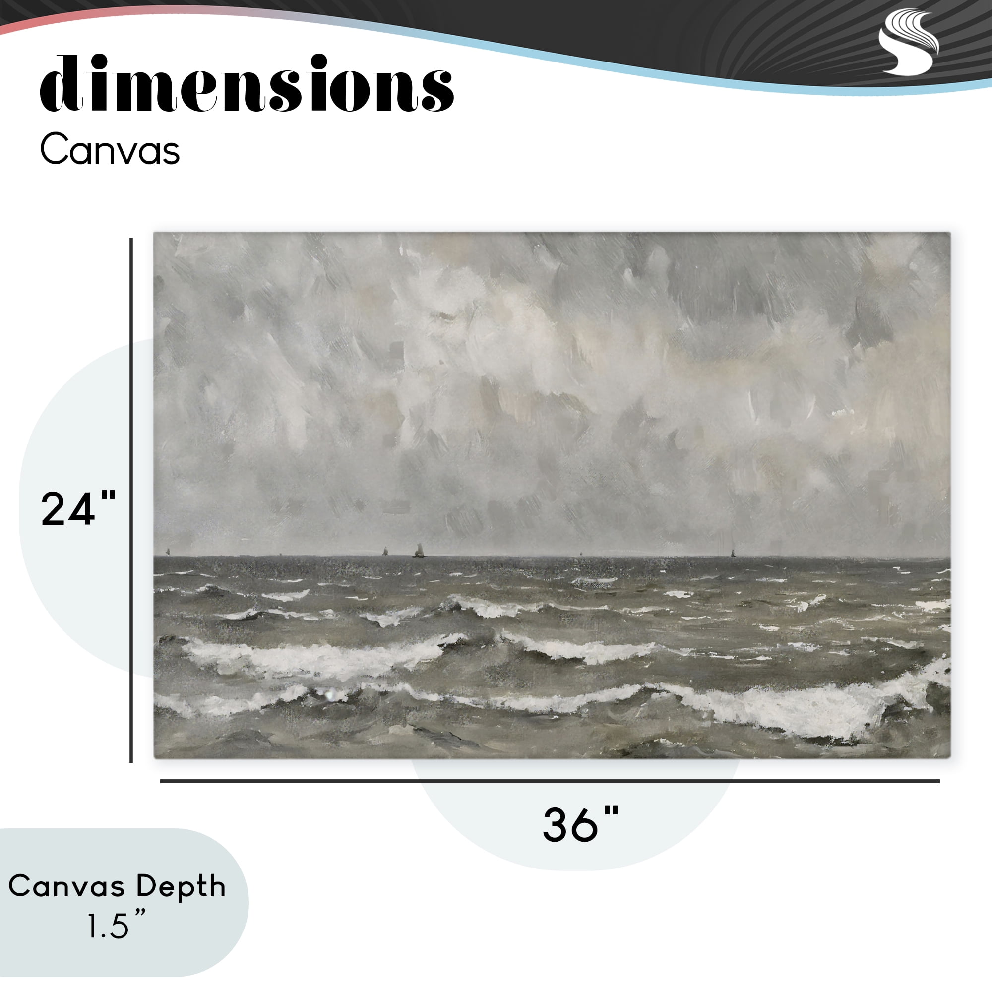 Stupell Industries Stormy Ripples at Sea Canvas Wall Art, design by Jacky Ngan