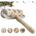 thumbnail image 1 of Rodillo de madera con estampado navideño en relieve en 3D, rodillo para hornear pizza y repostería grabado con láser para hornear galletas navideñas, antiadherente (copo de nieve navideño), 1 of 4