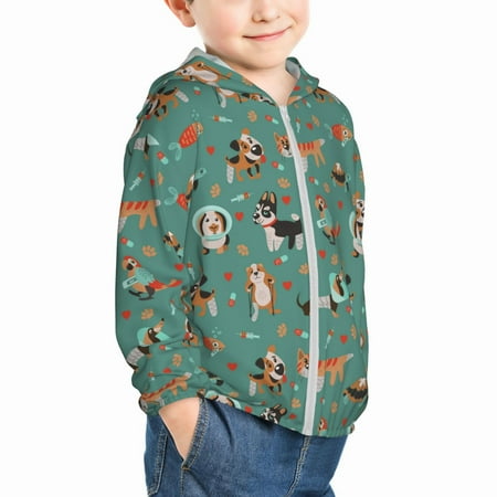

Uemuo Veterinary Clinics Pattern Rash Guard for Boys Girls Long Sleeve Swim Shirts UPF 50+ UV Sun Protection Hooded Fishing Shirt with Pocket for Kid-4 Years