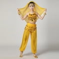 thumbnail image 2 of Eltusu Girls Belly Dance Sets, Performance Elastic Waist Sleeveless Shows Kids Dancewear Sets Yellow Size 11-13 T, 2 of 6
