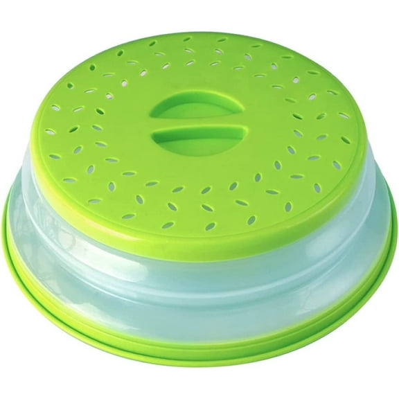Polerce Vented 10.5" Collapsible Microwave Splatter Proof Food Plate Cover with Easy Grip Handle, BPA-Free Silicone & Plastic,
