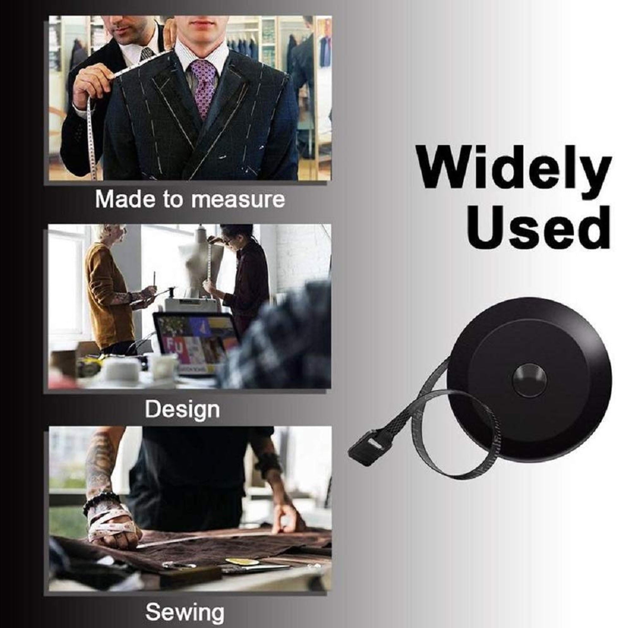 4Pack Soft Tape Measure Retractable Measuring for Body Fabric Sewing Tailor Cloth Knitting Craft Weight Loss Measurements Retractable Black Double Scales Rulers