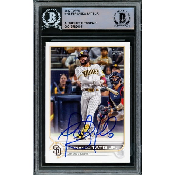 Fernando Tatis Jr. Autographed 2022 Topps Card #100 San Diego Padres Beckett BAS 216880